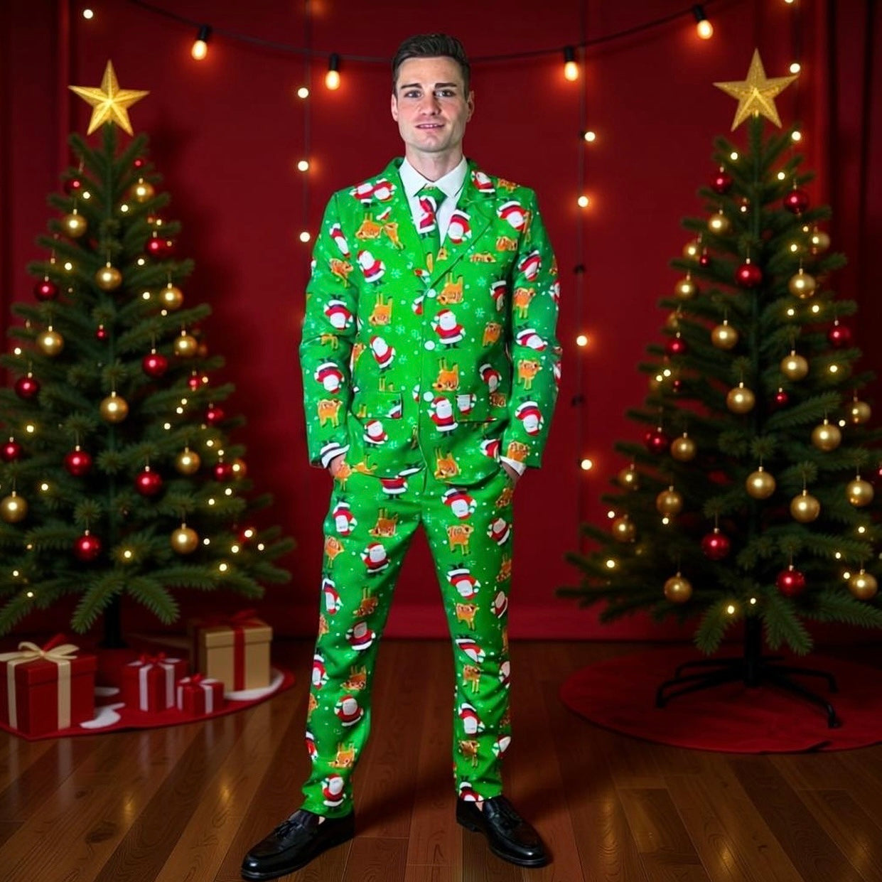 Green Christmas Santa Reindeer Suit Fancy Dress Costume – Sowest Fancy Dress