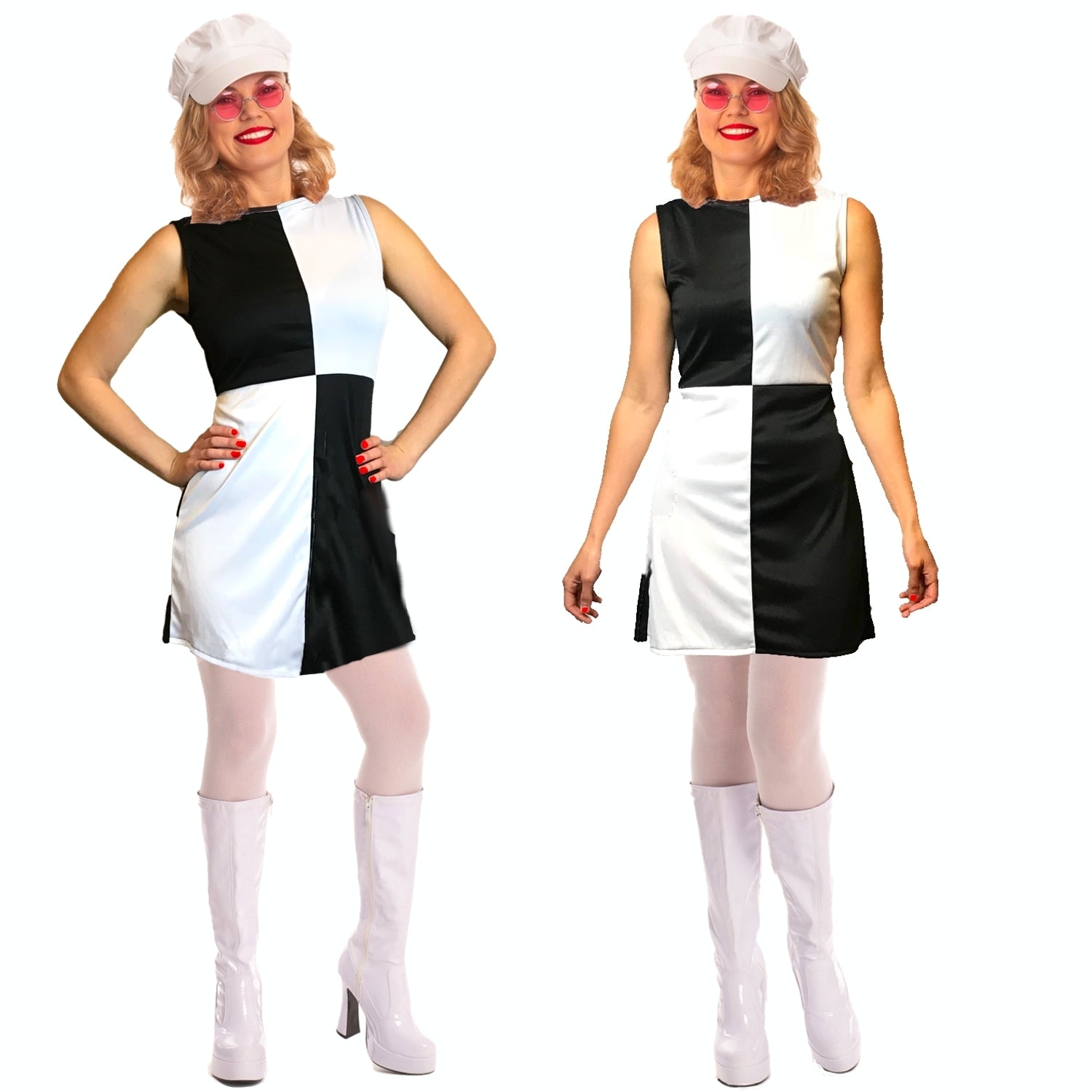 Mod dress Hat Glasses Fancy Dress Costume