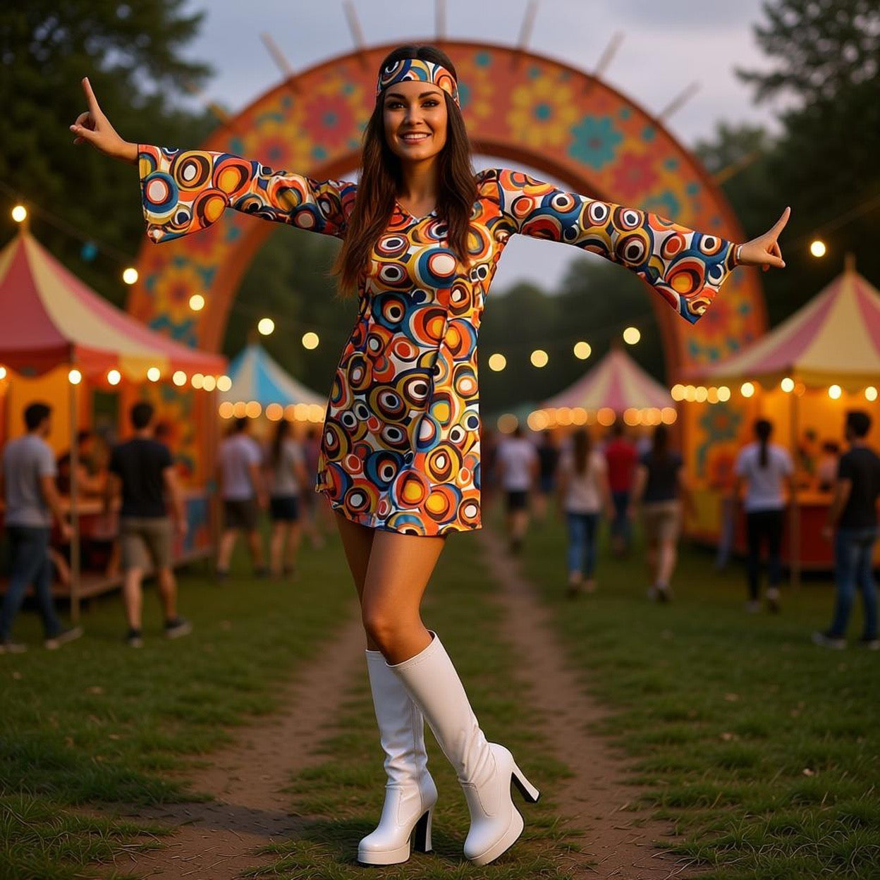 60s Swirl Gogo Dress Costume – Sowest Fancy Dress