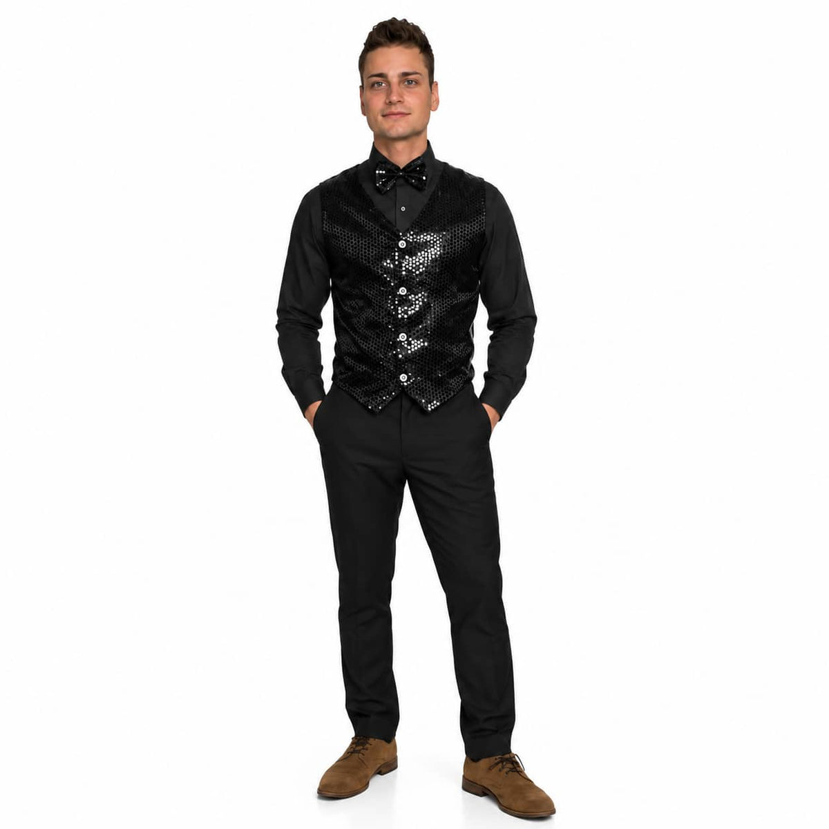 Black Sequin Waistcoat