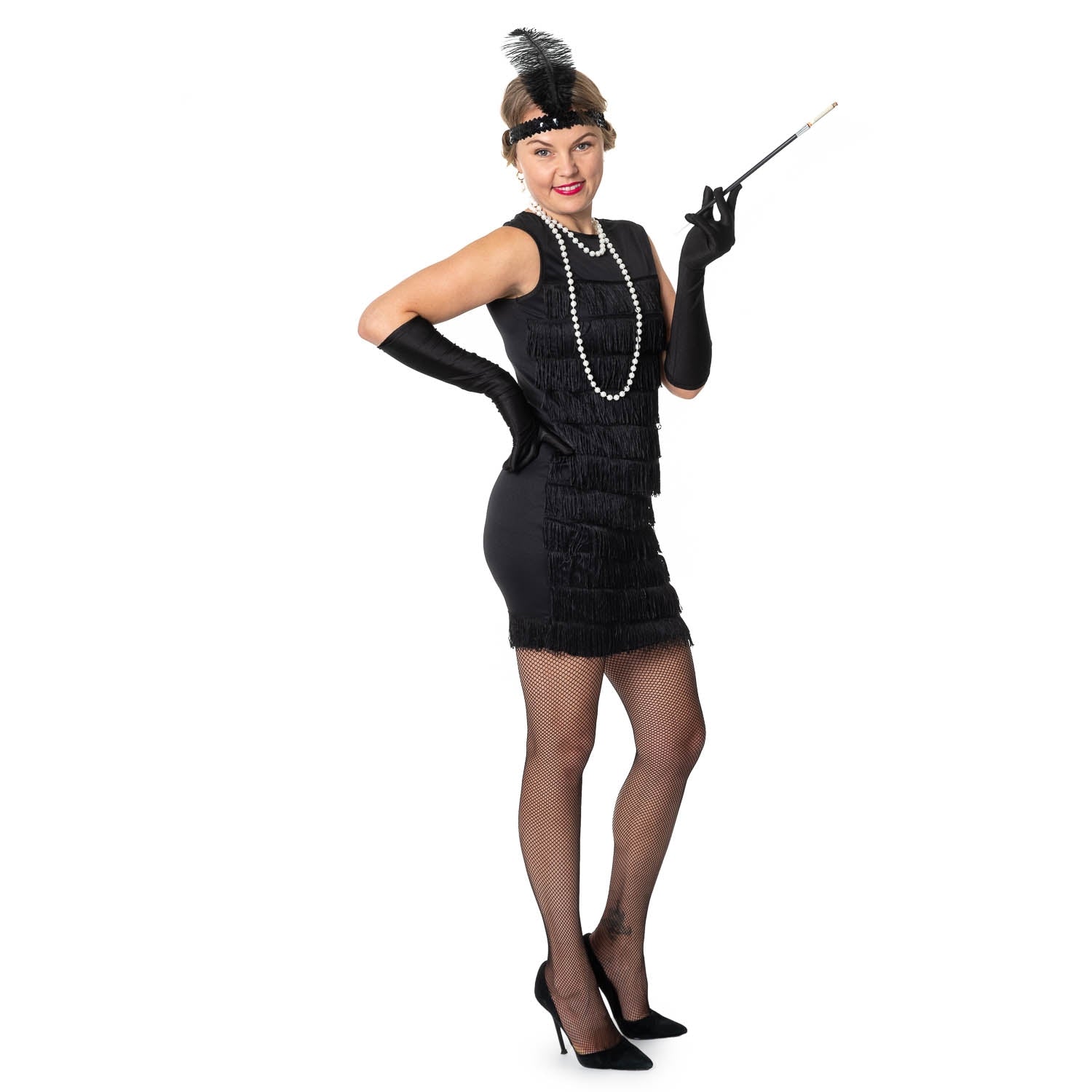 Gatsby Girl Costume Roaring 1920's Black Flapper Dress Womens