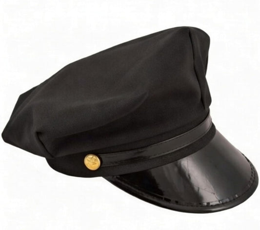 Black Chauffeur Driver Hat Fancy Dress Costume Accessory for Men and Women