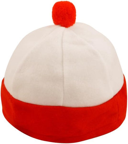 Adult World Book Day Costume for Men - Red & White T-Shirt, Bobble Hat, Round Glasses