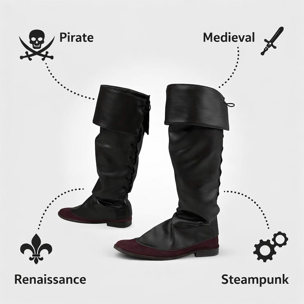 Black Pirate Boot Covers