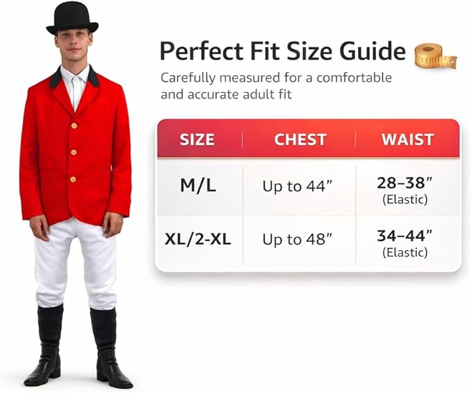 Fox Hunter Jockey Costume Outfit Stag Do Party Group Adult Hunting Fancy Dress