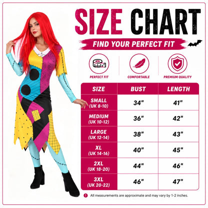 Patch Dress-Red Wig-Socks.Gloves