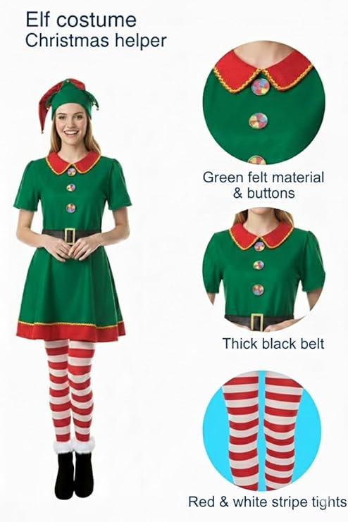 Christmas Sweet Elf Fancy Dress Costume