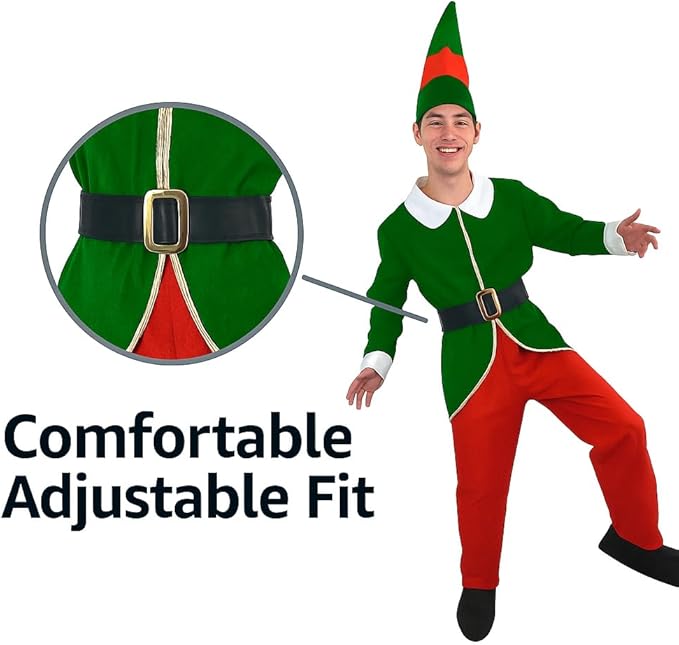 Green & Red Christmas Mens Elf Costume