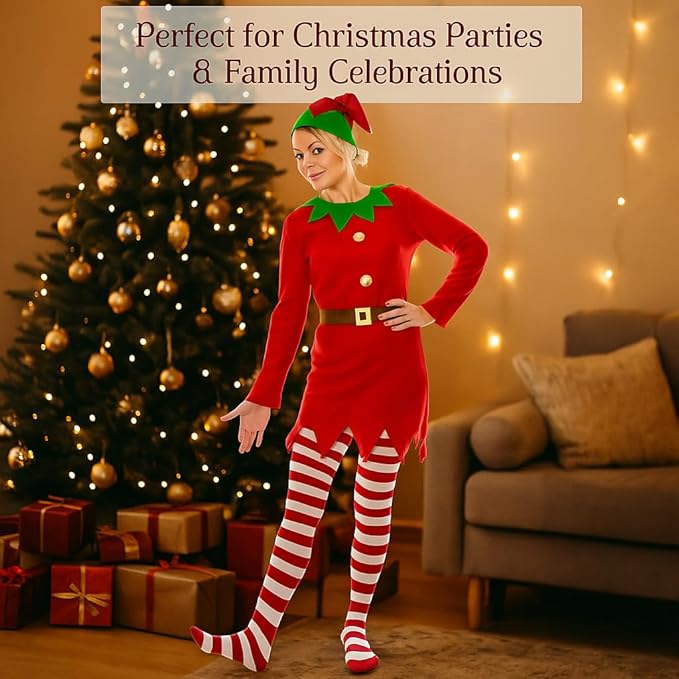 Christmas Santa's Little Helper Elf Fancy Dress costume With Tights