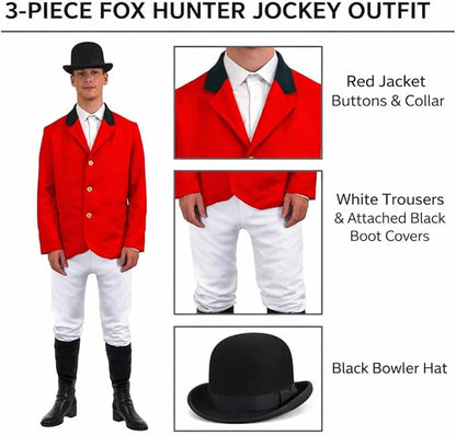 Fox Hunter Jockey Costume Outfit Stag Do Party Group Adult Hunting Fancy Dress