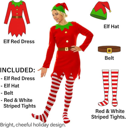Christmas Santa's Little Helper Elf Fancy Dress costume With Tights
