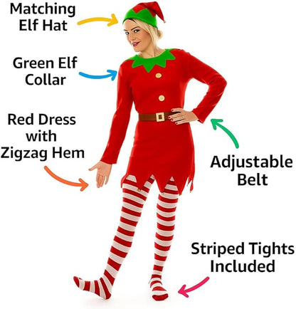 Christmas Santa's Little Helper Elf Fancy Dress costume With Tights