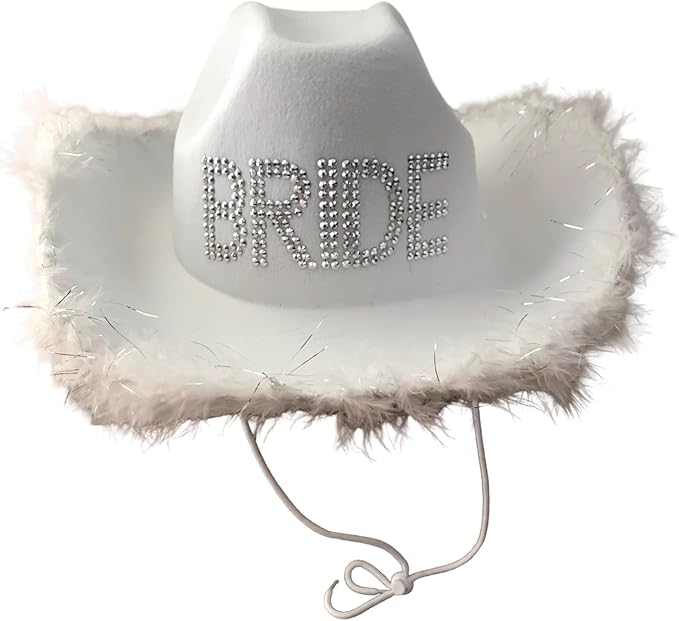 Women’s Bride to Be White Cowboy Hat – Cowgirl Hats for Bachelorette, Birthday Parties