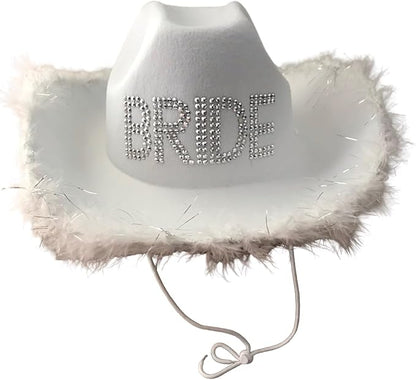 Women’s Bride to Be White Cowboy Hat – Cowgirl Hats for Bachelorette, Birthday Parties