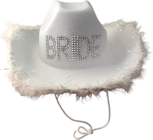 Women’s Bride to Be White Cowboy Hat – Cowgirl Hats for Bachelorette, Birthday Parties
