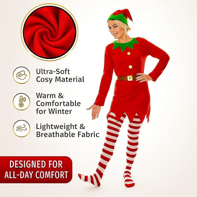 Christmas Santa's Little Helper Elf Fancy Dress costume With Tights