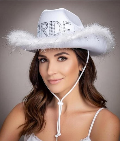 Women’s Bride to Be White Cowboy Hat – Cowgirl Hats for Bachelorette, Birthday Parties