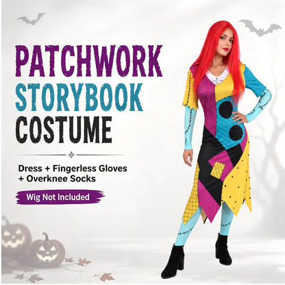 Patch Dress-Red Wig-Socks.Gloves