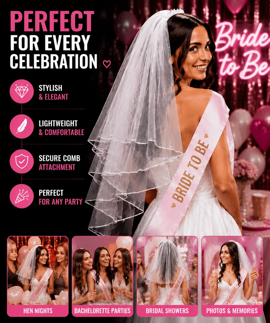 Bride to Be Veil (white)