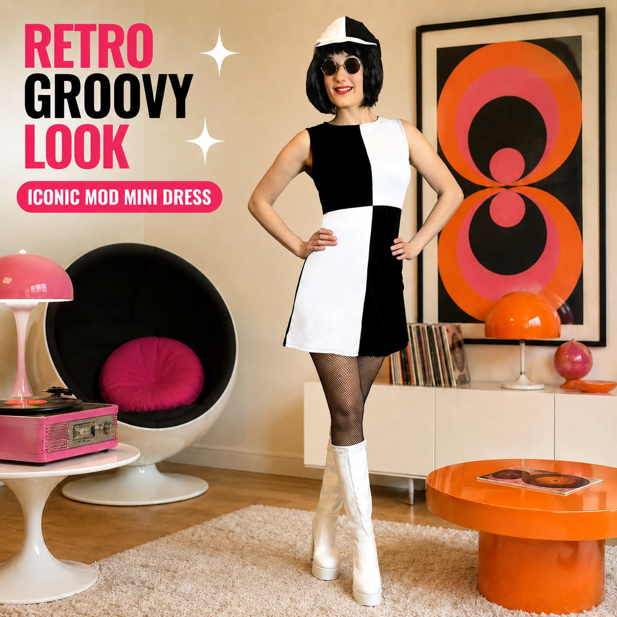 Mod Girl Fancy Dress Costume