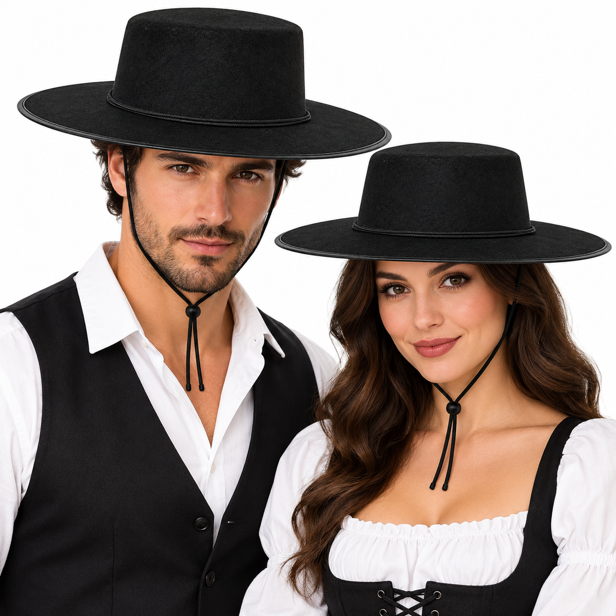 SoWest Black Felt Highwayman Bandit Style Fancy Dress Hat