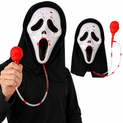 Bleeding Ghost Mask with Fake Blood Pump for Adults & Teens