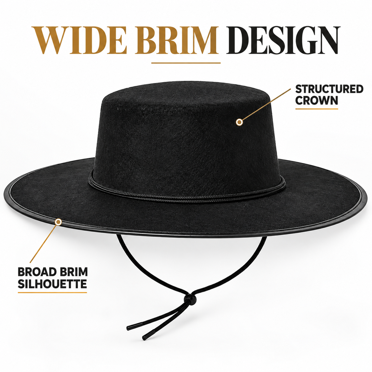 SoWest Black Felt Highwayman Bandit Style Fancy Dress Hat