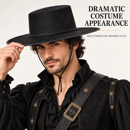 SoWest Black Felt Highwayman Bandit Style Fancy Dress Hat