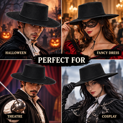 SoWest Black Felt Highwayman Bandit Style Fancy Dress Hat