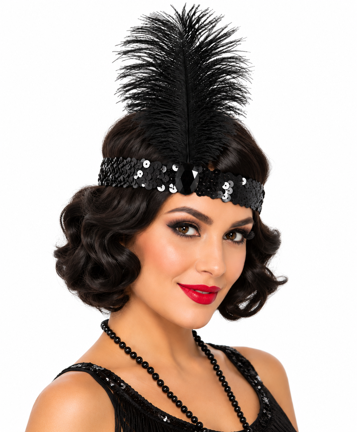 20s Flapper Headband Black
