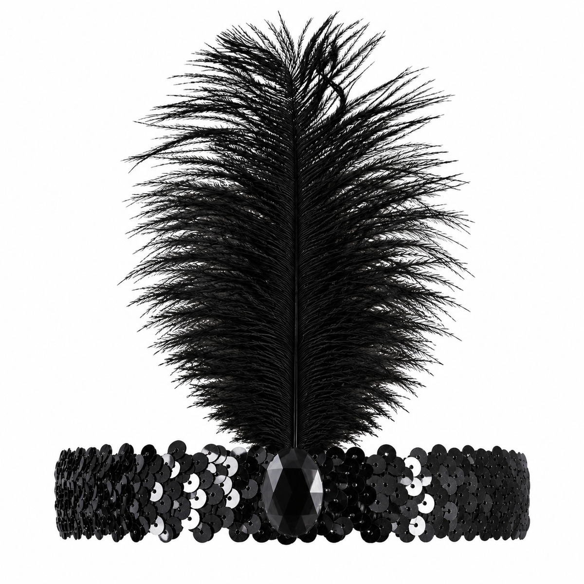 20s Flapper Headband Black