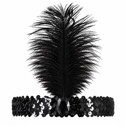20s Flapper Headband Black