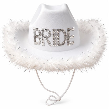 Women’s Bride to Be White Cowboy Hat – Cowgirl Hats for Bachelorette, Birthday Parties