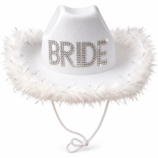 Women’s Bride to Be White Cowboy Hat – Cowgirl Hats for Bachelorette, Birthday Parties