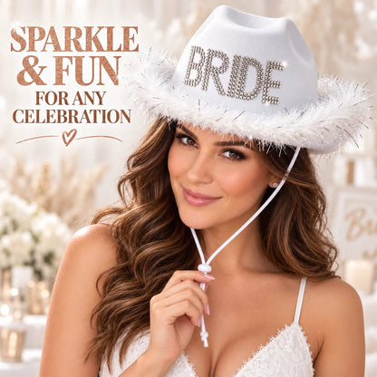 Women’s Bride to Be White Cowboy Hat – Cowgirl Hats for Bachelorette, Birthday Parties