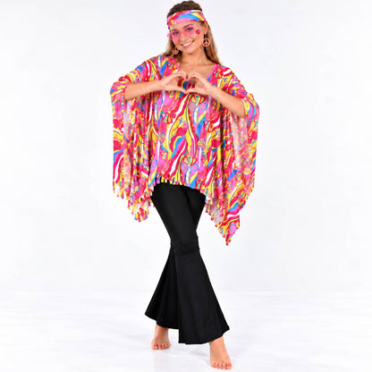 flower poncho & heart glasses