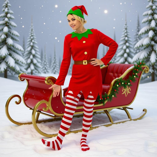 Christmas Santa's Little Helper Elf Fancy Dress costume With Tights