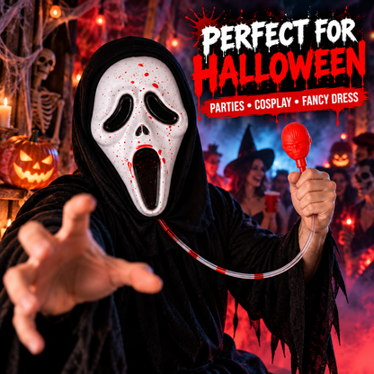 Bleeding Ghost Mask with Fake Blood Pump for Adults & Teens