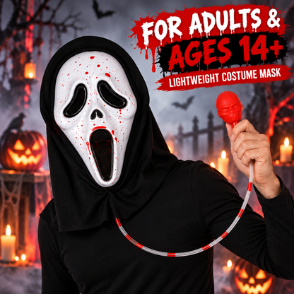 Bleeding Ghost Mask with Fake Blood Pump for Adults & Teens