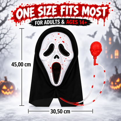 Bleeding Ghost Mask with Fake Blood Pump for Adults & Teens