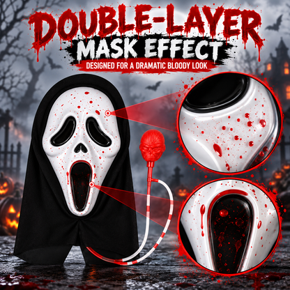 Bleeding Ghost Mask with Fake Blood Pump for Adults & Teens