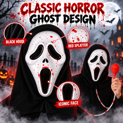 Bleeding Ghost Mask with Fake Blood Pump for Adults & Teens