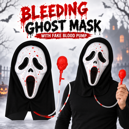 Bleeding Ghost Mask with Fake Blood Pump for Adults & Teens