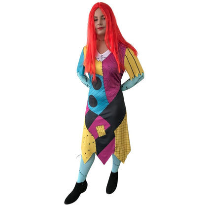 Patch Dress-Red Wig-Socks.Gloves