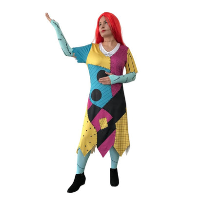 Patch Dress-Red Wig-Socks.Gloves
