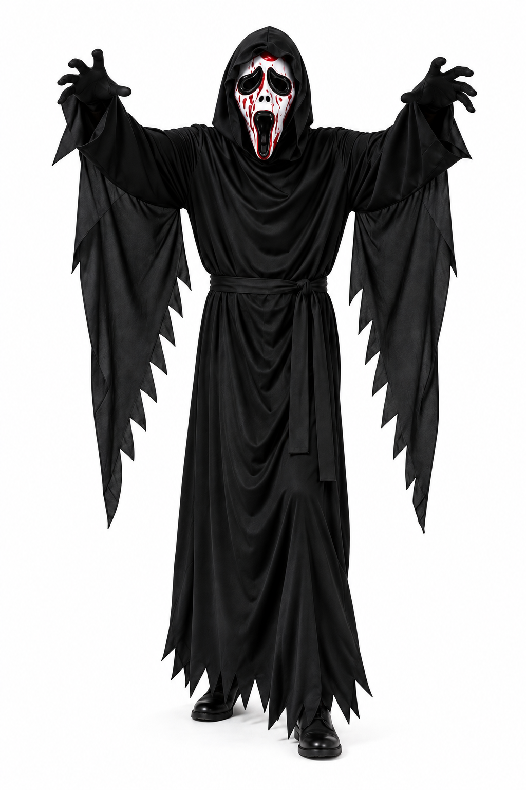 Adult Ghost Costume Set with Hooded Robe & Horror Mask