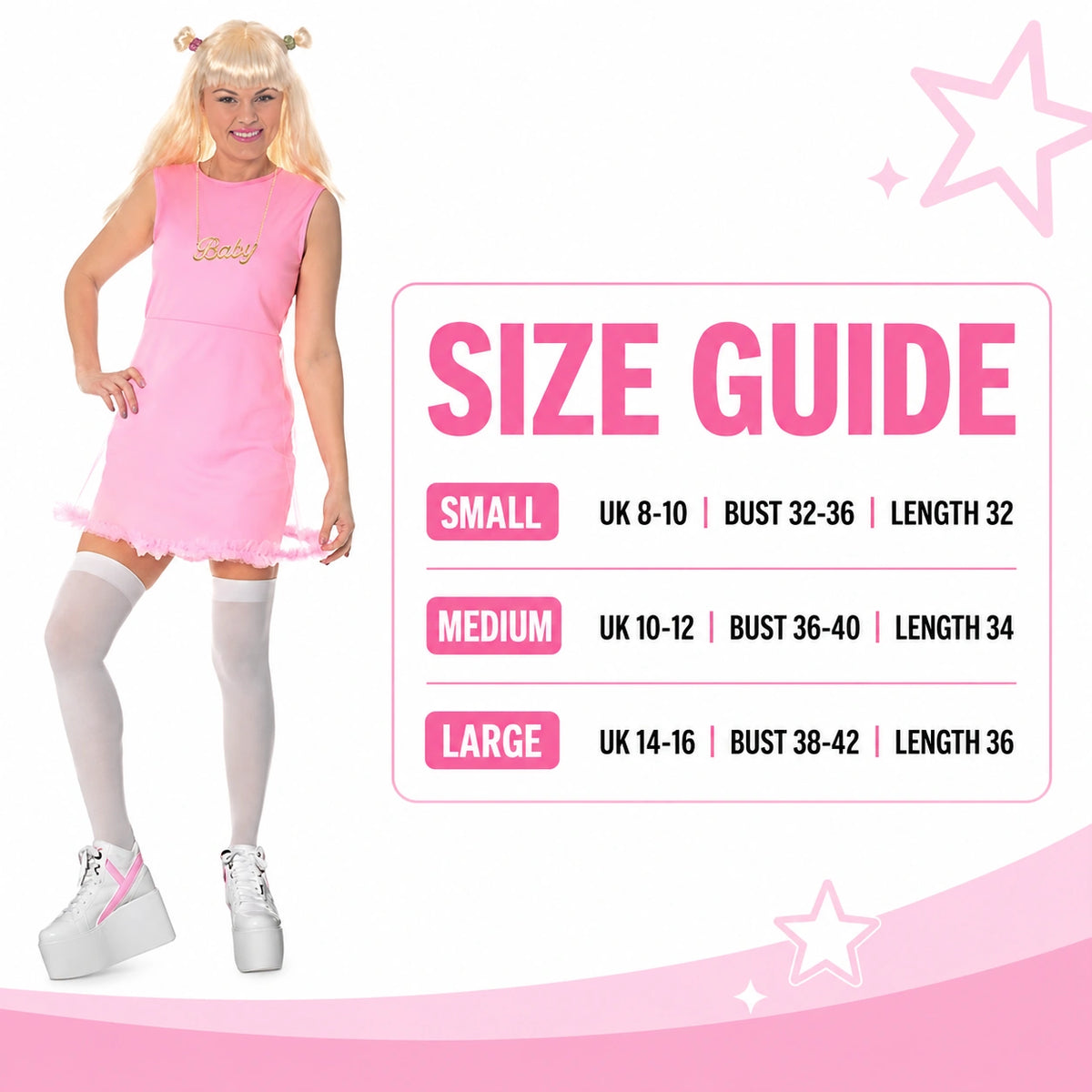 Women’s 90s Pop Star Baby Pink Mini Dress Fancy Dress Costume Outfit Only