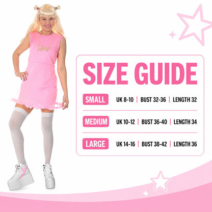 Women’s 90s Pop Star Baby Pink Mini Dress Fancy Dress Costume Outfit Only