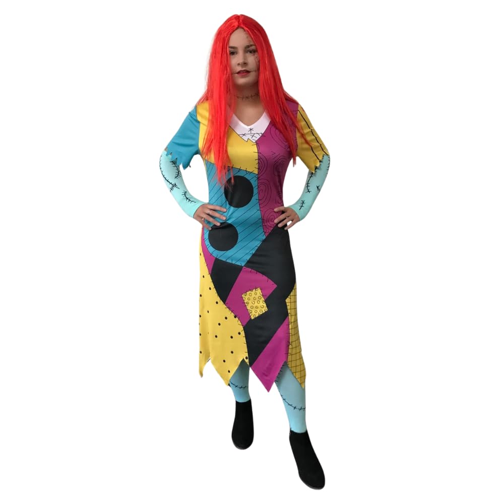 Patch Dress-Red Wig-Socks.Gloves