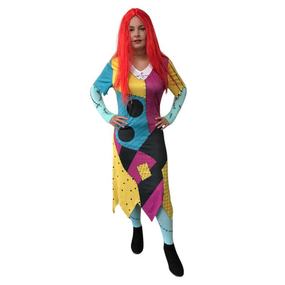 Patch Dress-Red Wig-Socks.Gloves
